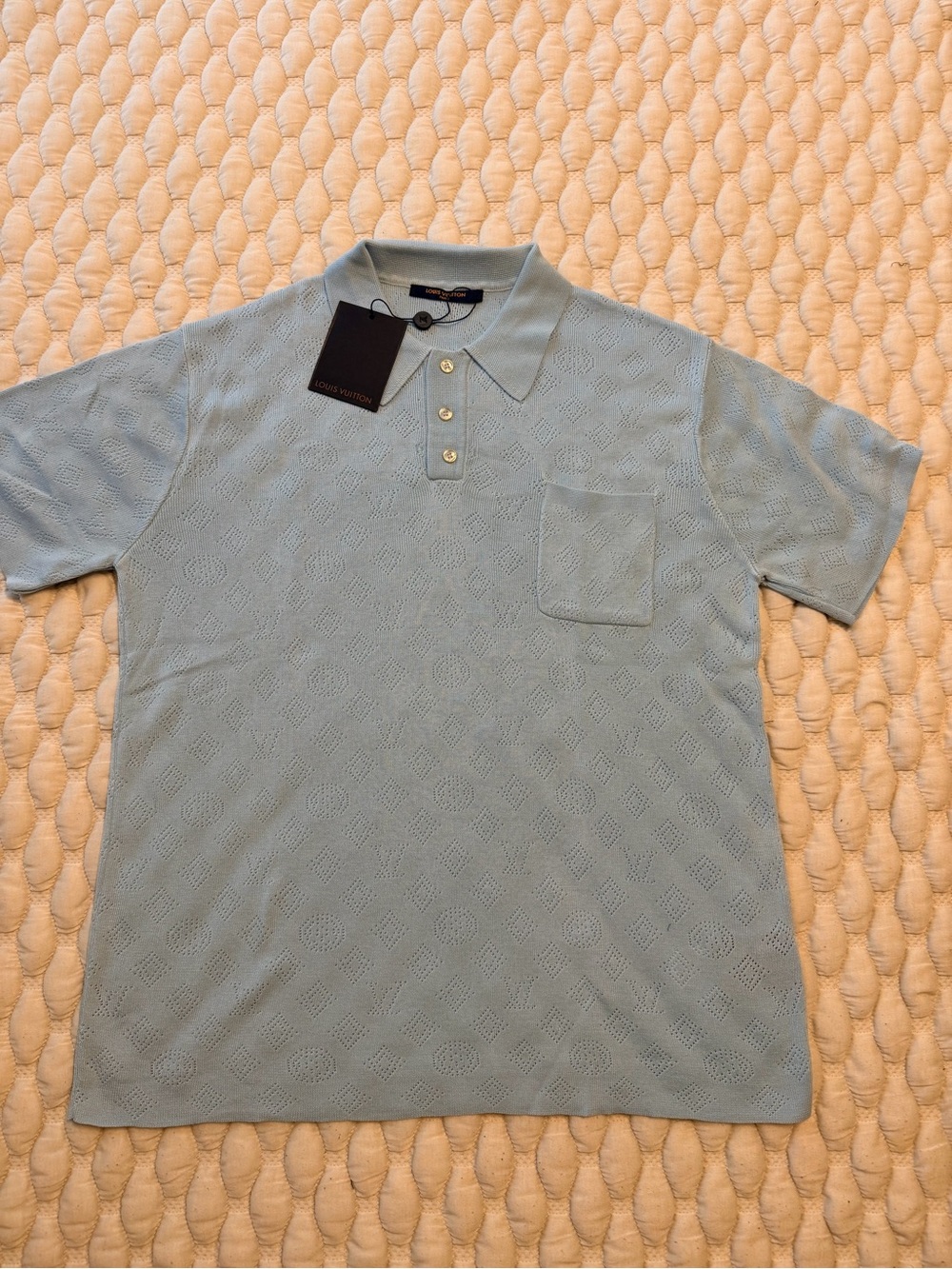 Louis Vuitton Men's Light Blue Polo Shirt with Pocket